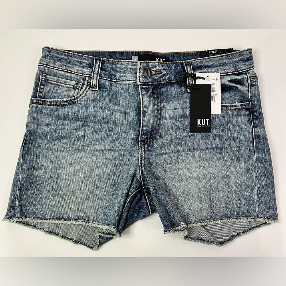 Kut from the Kloth Women’s Gidget Fray Hem Jean Shorts Sz 4,8,20W Blue Denim